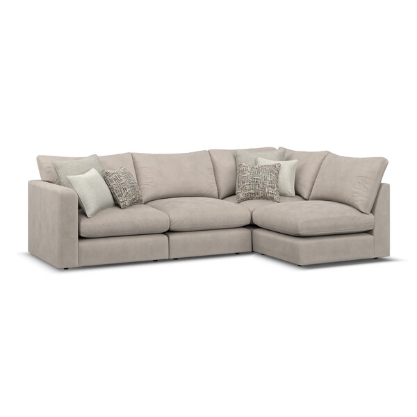 Mid Grey Fabric Sofas - Modular 4 Seat Left Hand Corner Sofa - Elston Range - Oak Furnitureland