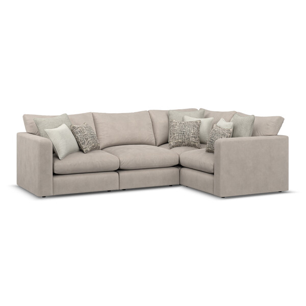 Mid Grey Fabric Sofas - Modular 4 Seat Corner Sofa - Elston Range - Oak Furnitureland