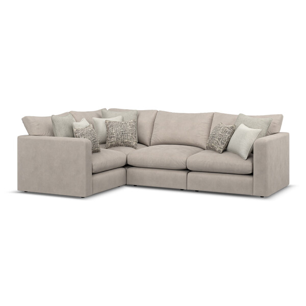 Mid Grey Fabric Sofas - Modular 4 Seat Corner Sofa - Elston Range - Oak Furnitureland