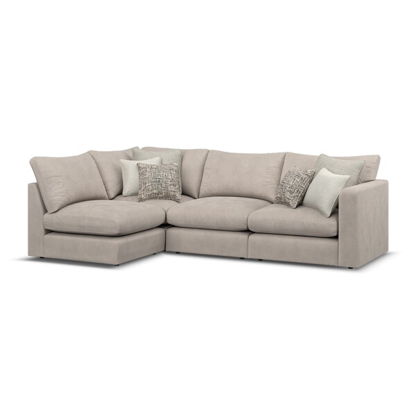 Mid Grey Fabric Sofas - Modular 4 Seat Right Hand Corner Sofa - Elston Range - Oak Furnitureland