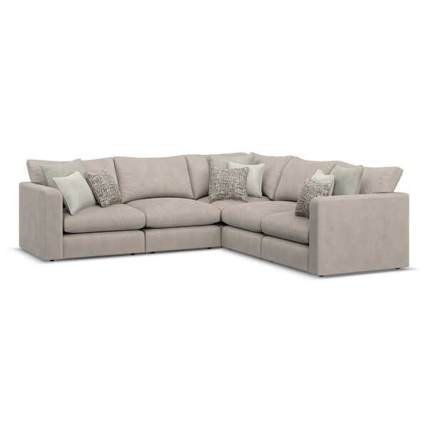 Mid Grey Fabric Sofas - Modular 5 Seat Corner Sofa - Elston Range - Oak Furnitureland