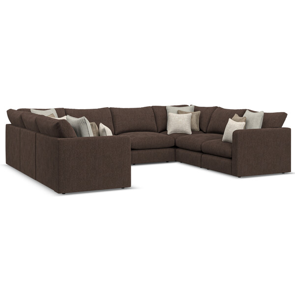 Cacao Fabric Sofas - Modular 8 Seater U-Shape Sofa - Elston Range - Oak Furnitureland