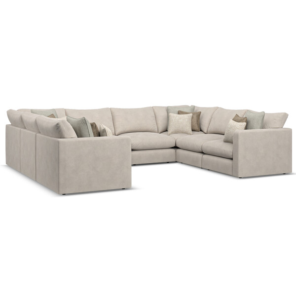 Dove Fabric Sofas - Modular 8 Seater U-Shape Sofa - Elston Range - Oak Furnitureland