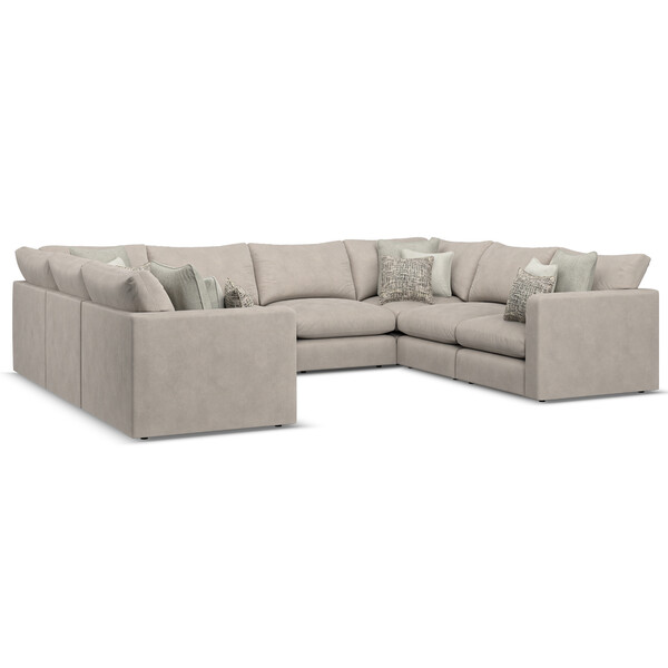 Mid Grey Fabric Sofas - Modular 8 Seater U-Shape Sofa - Elston Range - Oak Furnitureland