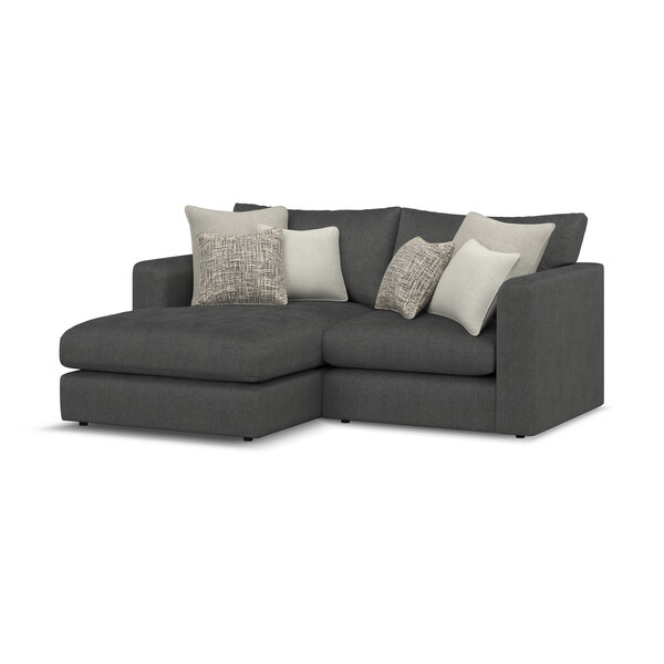 Whisp Fabric Sofas - 2 Seater Left Hand Compact Chaise Sofa - Elston Range - Oak Furnitureland