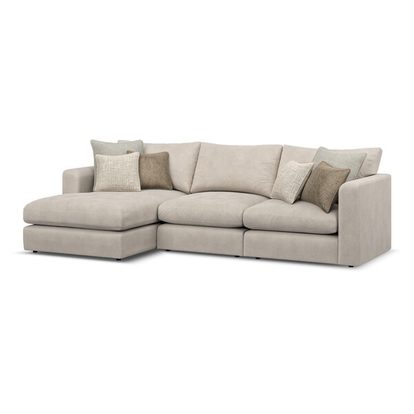 Dove Fabric Sofas - 3 Seater Left Hand Chaise Sofa - Elston Range - Oak Furnitureland