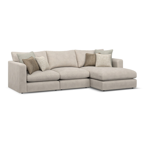 Dove Fabric Sofas - 3 Seater Right Hand Chaise Sofa - Elston Range - Oak Furnitureland