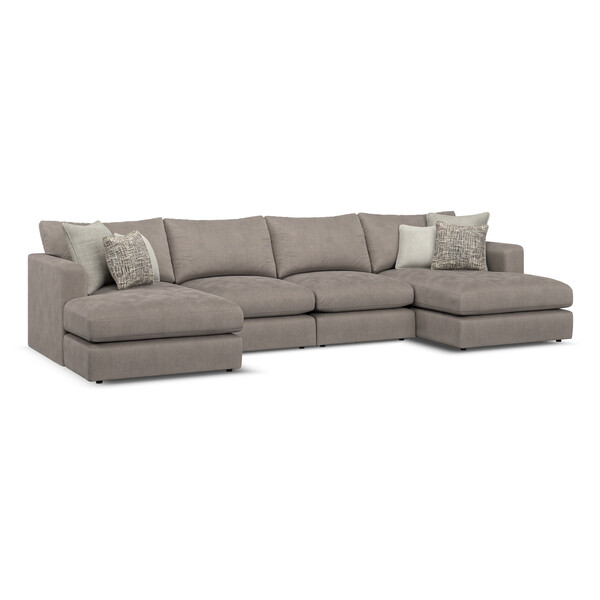 Clay Fabric Sofas - 4 Seat Double Chaise End Sofa - Elston Range - Oak Furnitureland