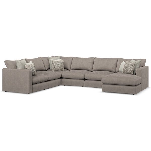 Clay Fabric Sofas - 6 Seater Right Hand Corner Sofa with Chaise - Elston Range - Oak Furnitureland