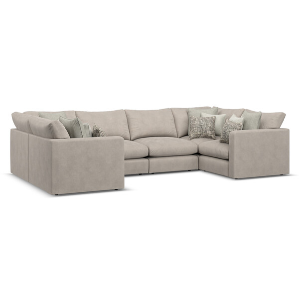 Mid Grey Fabric Sofas - Modular 6 Seater U-Shape Sofa - Elston Range - Oak Furnitureland