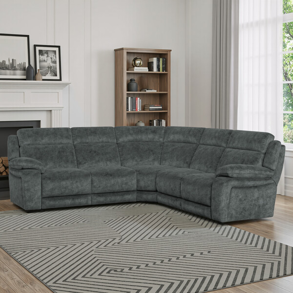 Dapple Grey Fabric Sofas - Large Corner Recliner - Emerson Range - Oak Furnitureland