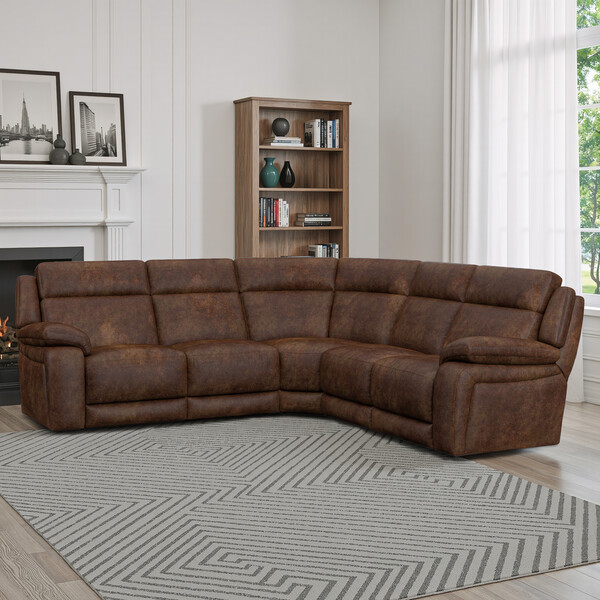 Ranch Dark Brown Fabric Sofas - Large Corner Recliner - Emerson Range - Oak Furnitureland