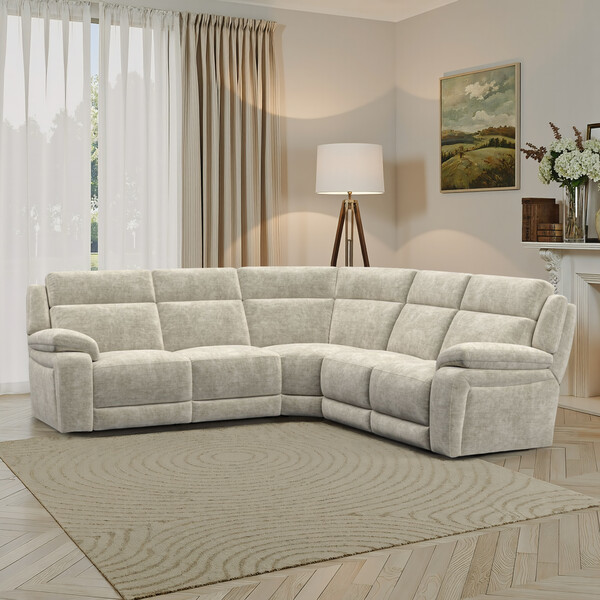 Plush Beige Fabric Sofas - Large Corner Sofa - Emerson Range - Oak Furnitureland