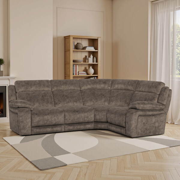 Dapple Chocolate Fabric Sofas - Corner Sofa Left Hand - Emerson Range - Oak Furnitureland