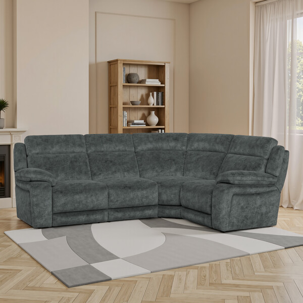 Dapple Grey Fabric Sofas - Corner Sofa Left Hand - Emerson Range - Oak Furnitureland