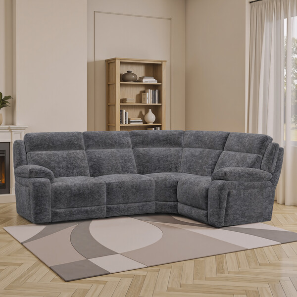 Luxe Charcoal Fabric Sofas - Corner Sofa Left Hand - Emerson Range - Oak Furnitureland