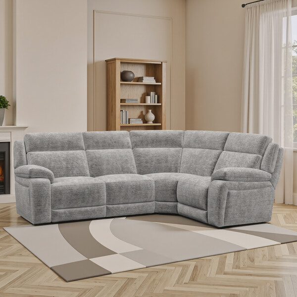 Luxe Grey Fabric Sofas - Corner Sofa Left Hand - Emerson Range - Oak Furnitureland