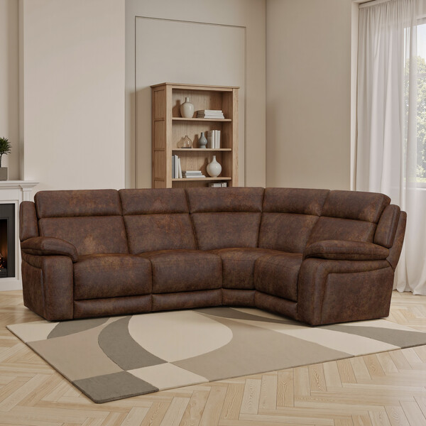 Ranch Dark Brown Fabric Sofas - Corner Sofa Left Hand - Emerson Range - Oak Furnitureland