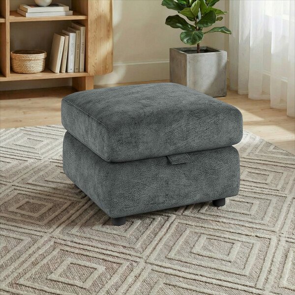 Dapple Grey Fabric Sofas - Storage Footstool - Emerson Range - Oak Furnitureland
