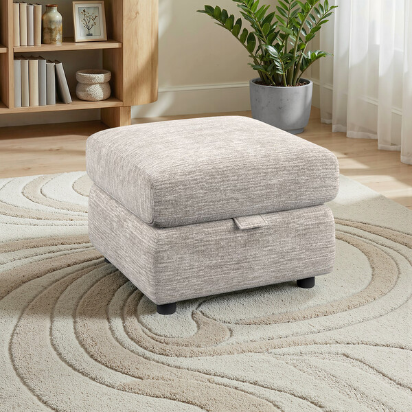 Luxe Natural Fabric Sofas - Storage Footstool - Emerson Range - Oak Furnitureland