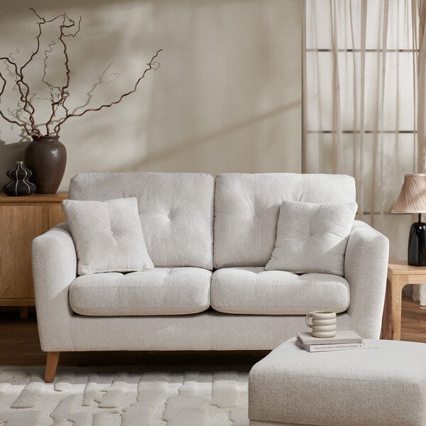 Cream Fabric Sofas - 2 Seater Sofa - Eton Range - Oak Furnitureland