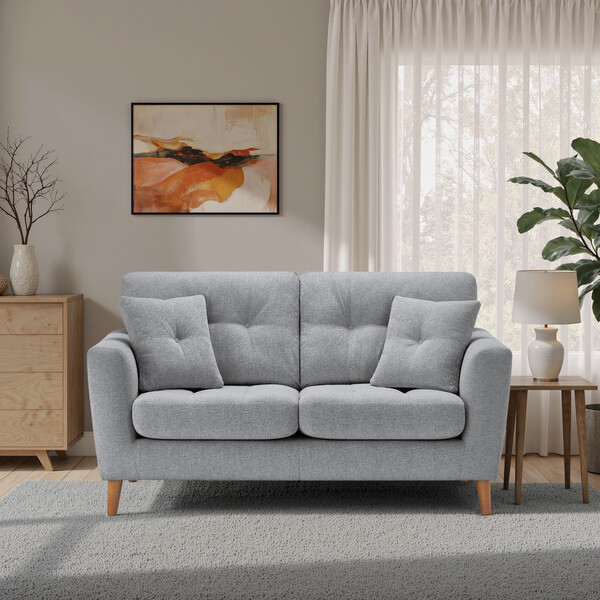 Silver Fabric Sofas - 2 Seater Sofa - Eton Range - Oak Furnitureland