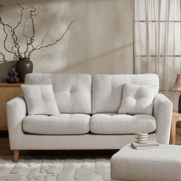 Cream Fabric Sofas - 3 Seater Sofa - Eton Range - Oak Furnitureland