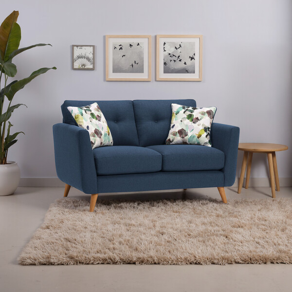 Blue Fabric Sofas - 2 Seater Sofa - Evie Range - Oak Furnitureland