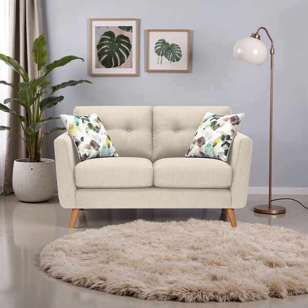 Ivory Fabric Sofas - 2 Seater Sofa - Evie Range - Oak Furnitureland