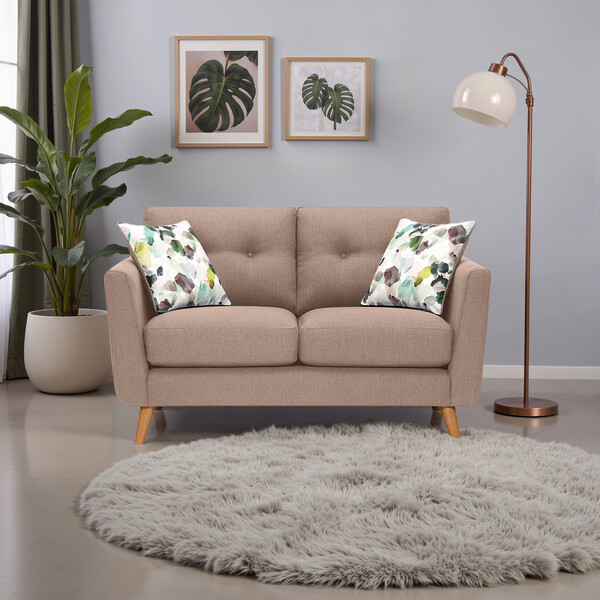 Mink Fabric Sofas - 2 Seater Sofa - Evie Range - Oak Furnitureland