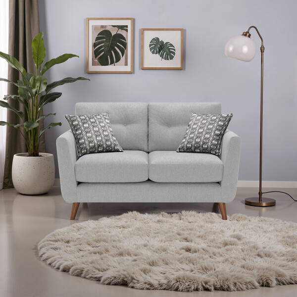 Silver Fabric Sofas - 2 Seater Sofa - Evie Range - Oak Furnitureland