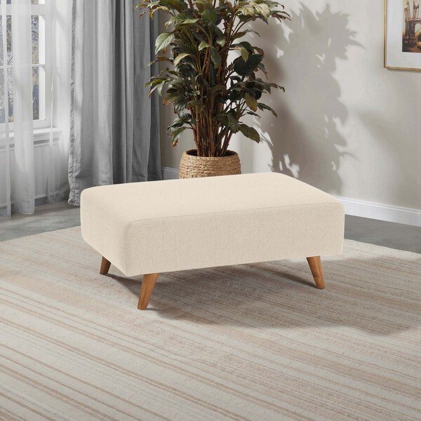 Ivory Fabric Sofas - Footstool - Evie Range - Oak Furnitureland