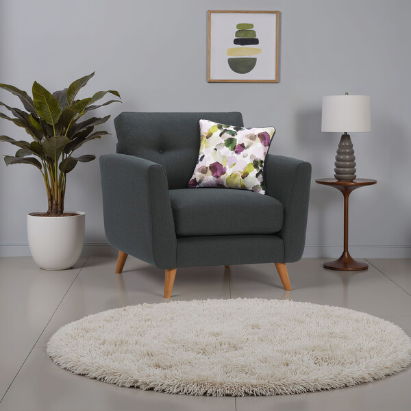 Charcoal Fabric Sofas - Armchair - Evie Range - Oak Furnitureland