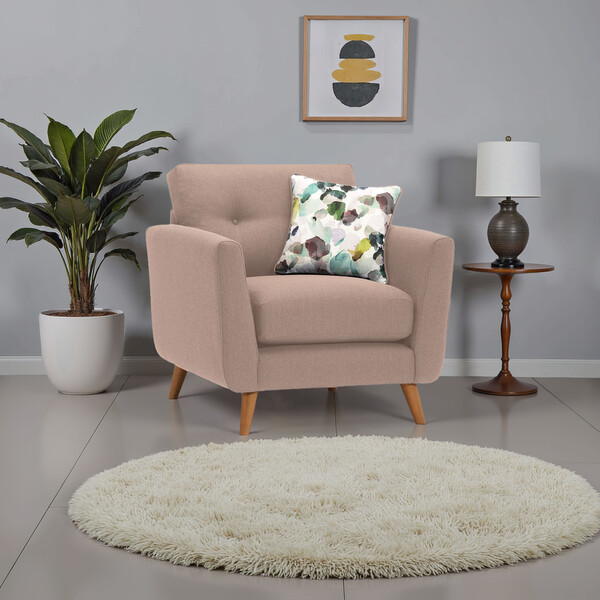 Mink Fabric Sofas - Armchair - Evie Range - Oak Furnitureland