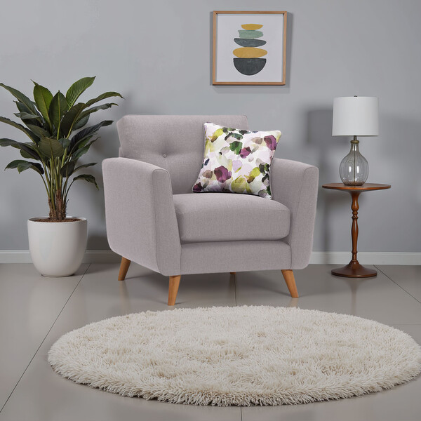 Silver Fabric Sofas - Armchair - Evie Range - Oak Furnitureland