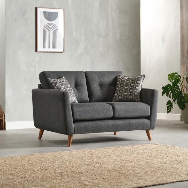 Rosa Charcoal Fabric Sofas - 2 Seater Sofa - Evie Range - Oak Furnitureland