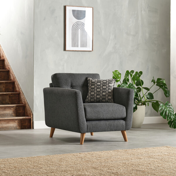 Rosa Charcoal Fabric Sofas - Armchair - Evie Range - Oak Furnitureland