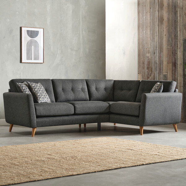 Rosa Charcoal Fabric Sofas - Corner Sofa Left Hand - Evie Range - Oak Furnitureland
