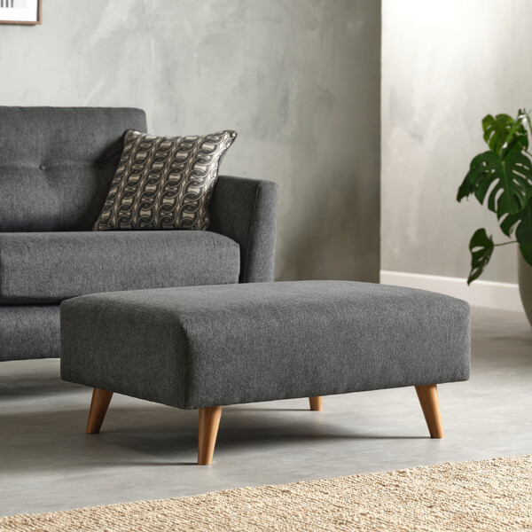 Rosa Charcoal Fabric Sofas - Footstool - Evie Range - Oak Furnitureland