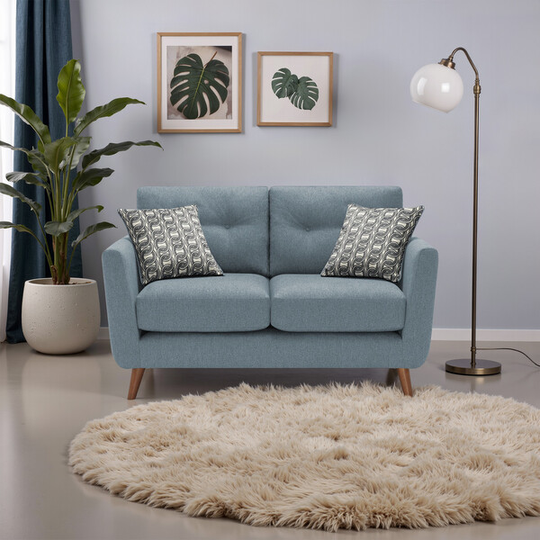 Rosa Denim Fabric Sofas - 2 Seater Sofa - Evie Range - Oak Furnitureland