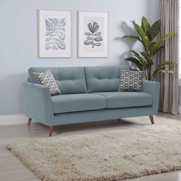 Rosa Denim Fabric Sofas - 3 Seater Sofa - Evie Range - Oak Furnitureland