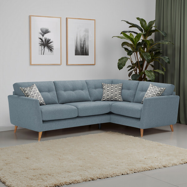 Rosa Denim Fabric Sofas - Corner Sofa Left Hand - Evie Range - Oak Furnitureland