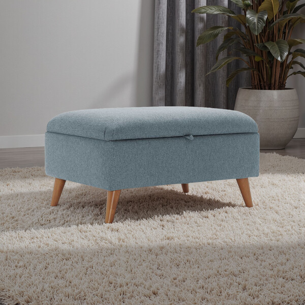 Rosa Denim Fabric Sofas - Storage Footstool - Evie Range - Oak Furnitureland