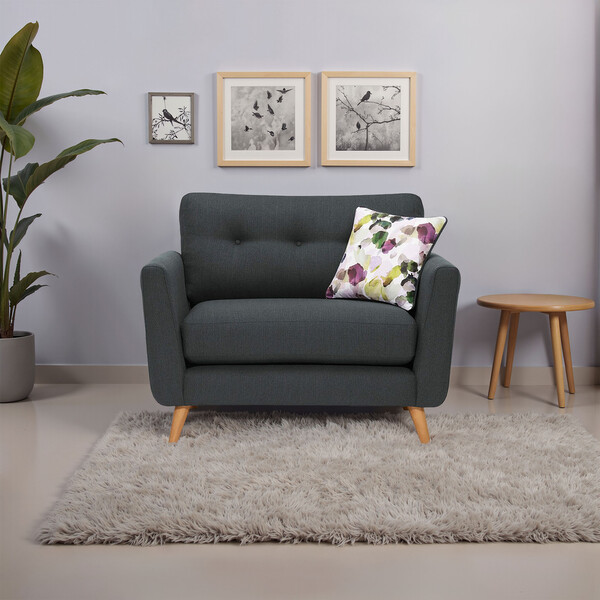 Charcoal Fabric Sofas - Loveseat - Evie Range - Oak Furnitureland