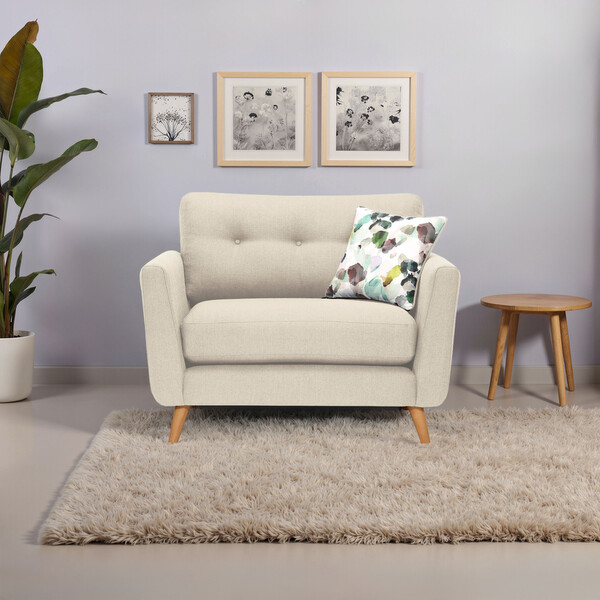 Ivory Fabric Sofas - Loveseat - Evie Range - Oak Furnitureland
