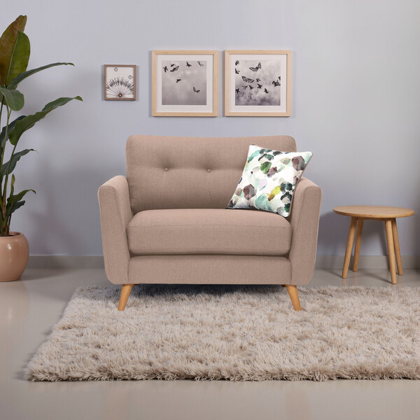 Mink Fabric Sofas - Loveseat - Evie Range - Oak Furnitureland