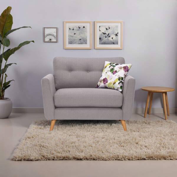 Silver Fabric Sofas - Loveseat - Evie Range - Oak Furnitureland