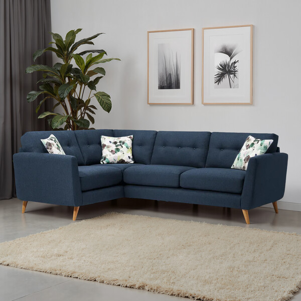 Blue Fabric Sofas - Corner Sofa Right Hand - Evie Range - Oak Furnitureland