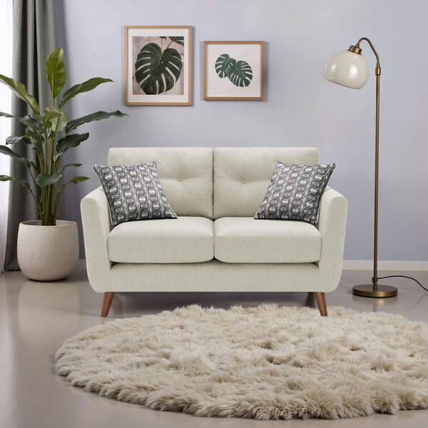 Rosa Sand Fabric Sofas - 2 Seater Sofa - Evie Range - Oak Furnitureland