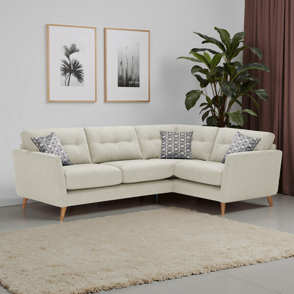 Rosa Sand Fabric Sofas - Corner Sofa Left Hand - Evie Range - Oak Furnitureland